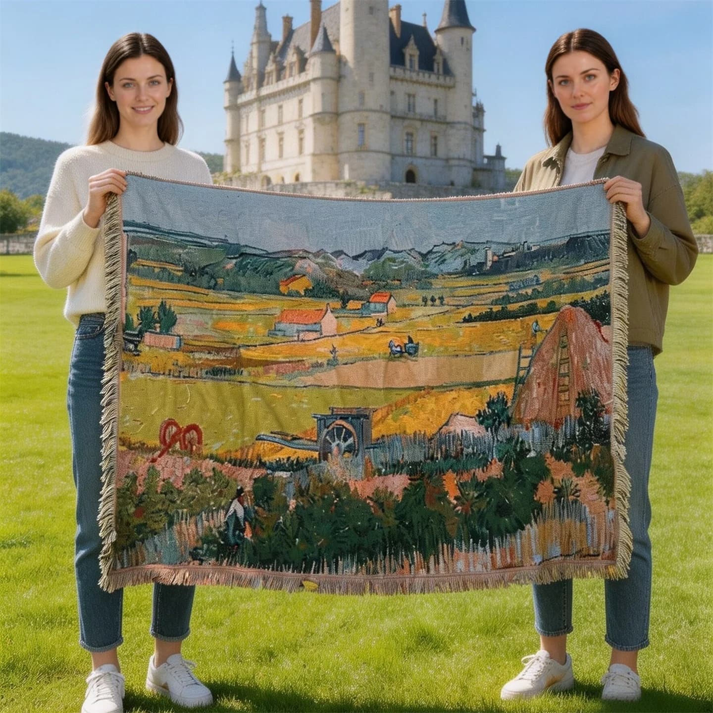 Van Gogh Style Tapestry Throw Blanket Cotton Blend Wall Art Sofa Cover