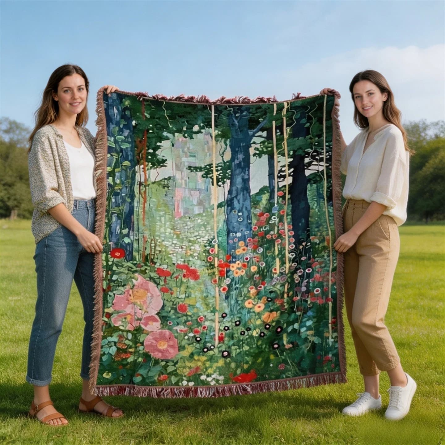 Klimt Secret Garden Tapestry Throw Blanket for Sofa Wall Decor