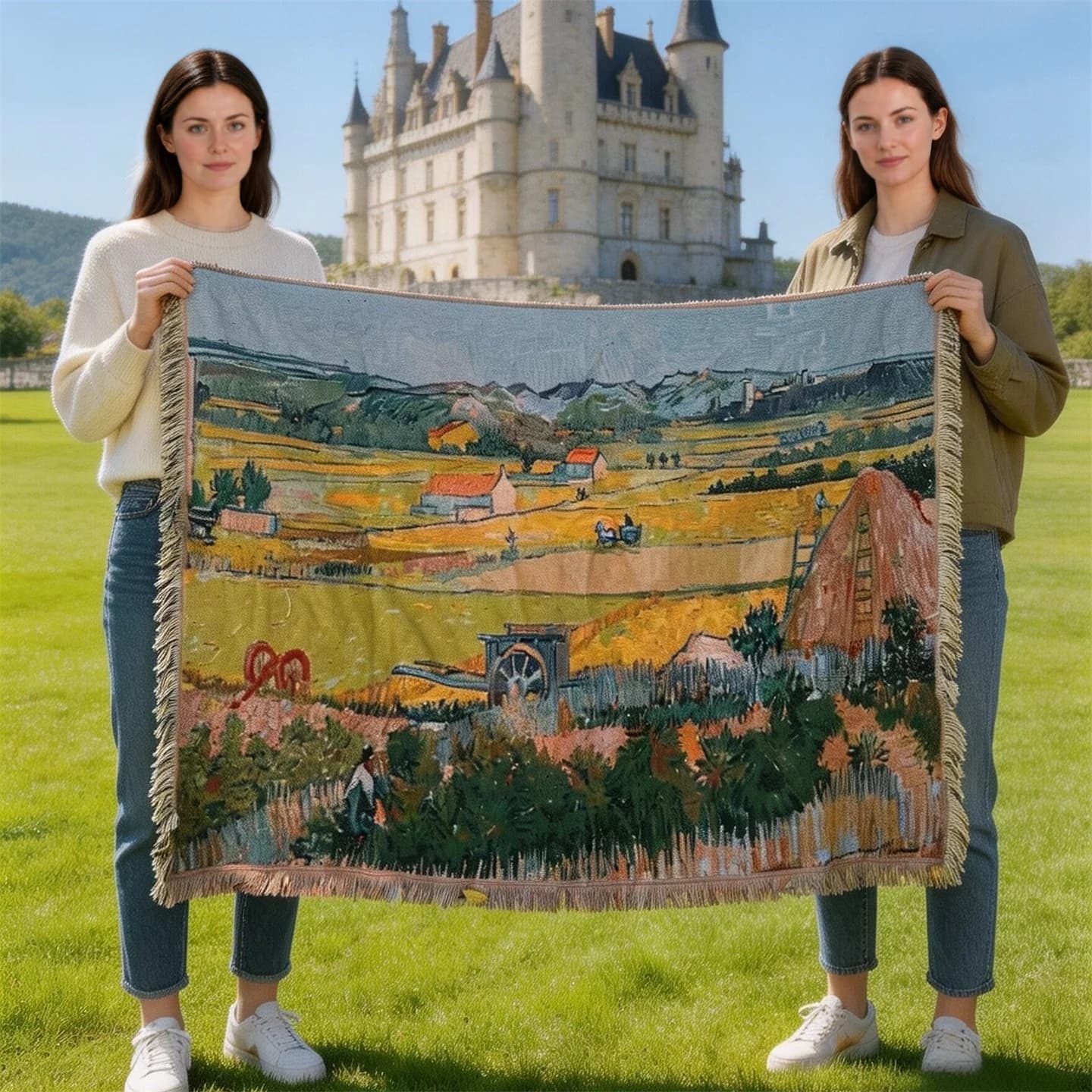 Van Gogh Style Tapestry Throw Blanket Cotton Blend Sofa Cover