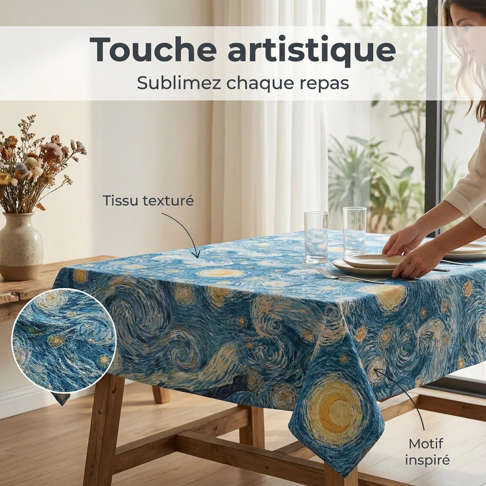 Starry Night Jacquard Table Runner and Tablecloth Decor