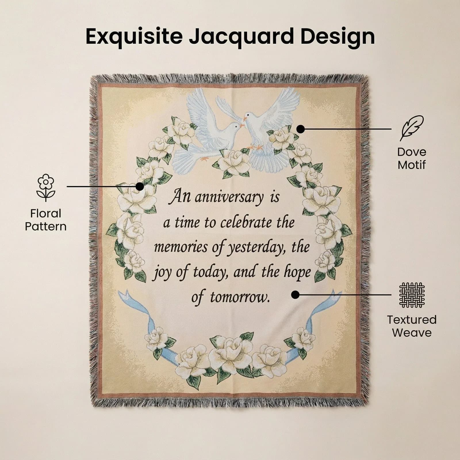 Woven Tapestry Throw Blanket with Tassels for Sofa Bed Wall Decor