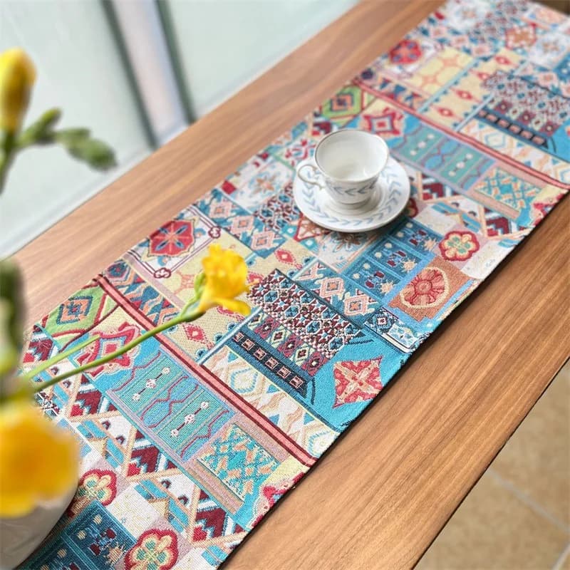 Bohemian Table Runner Retro Floral Decorative Cloth