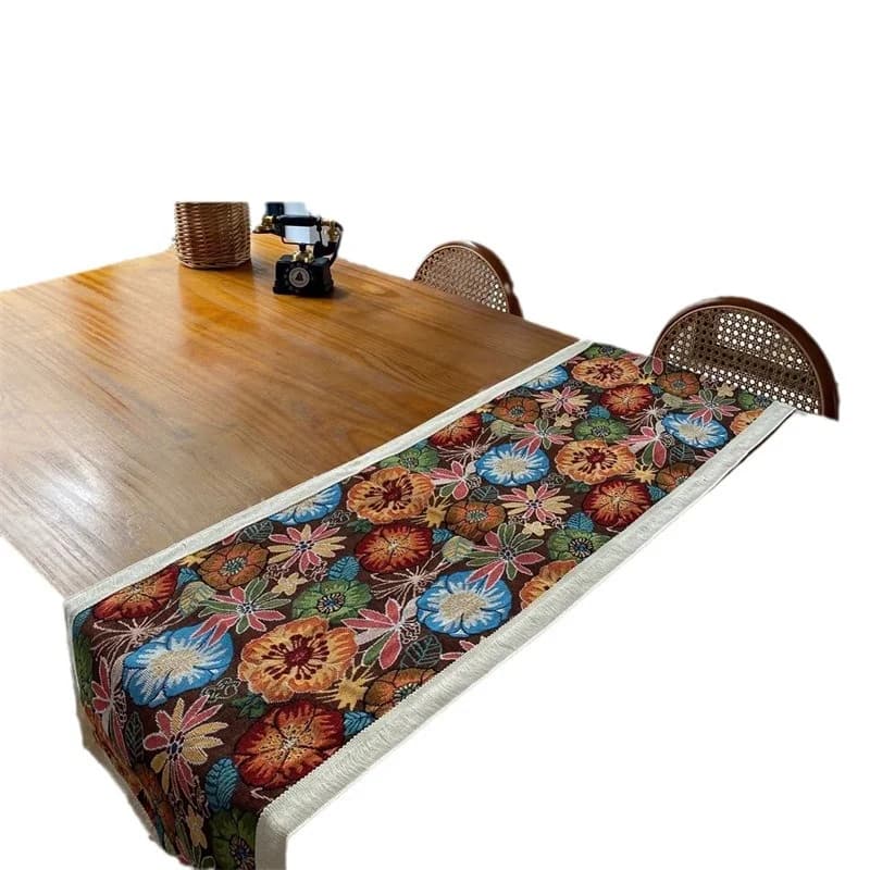 Bohemian Table Runner Cotton Blend Floral Print Decorative Cloth