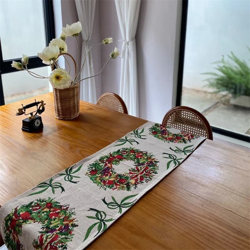 Christmas Wreath Table Runner and Placemat Set
