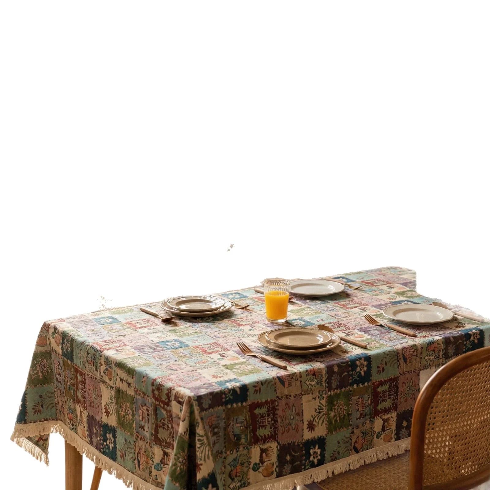 Rustic Floral Jacquard Table Runner and Tablecloth Decor