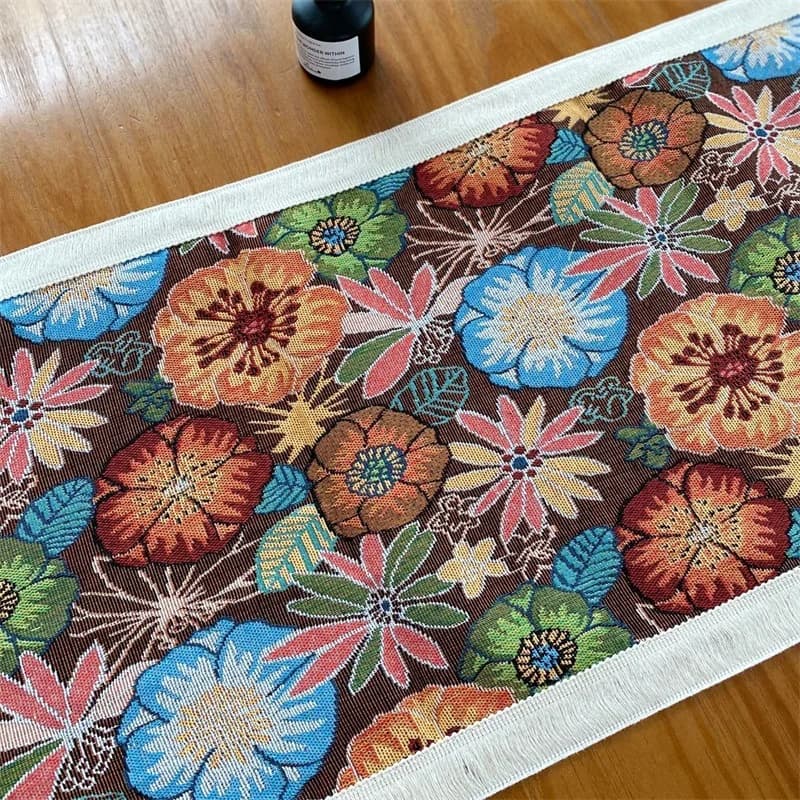 Bohemian Table Runner Cotton Blend Floral Print Decorative Cloth