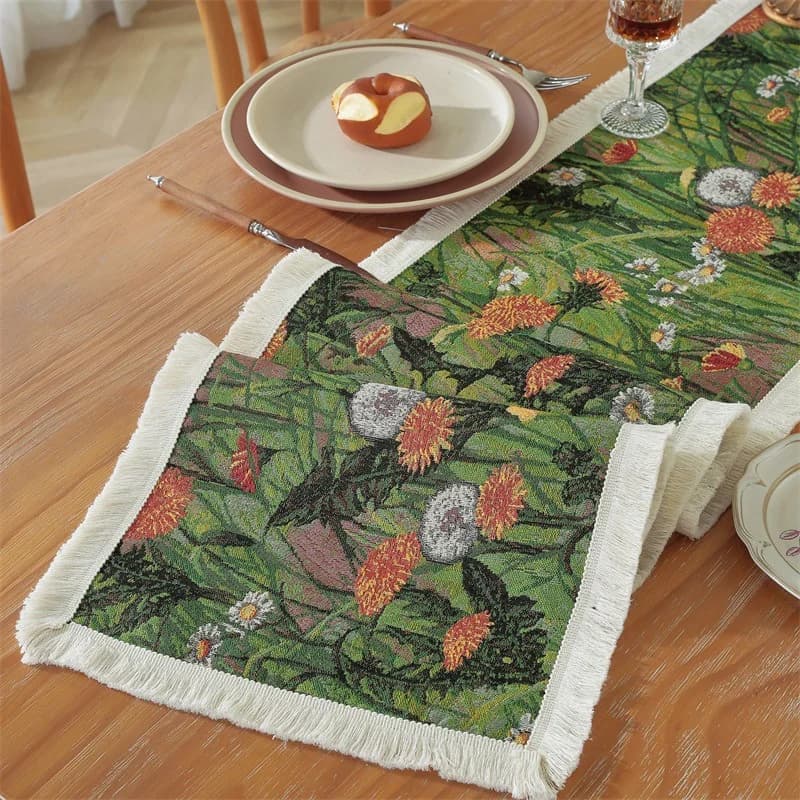 Bohemian Table Runner Cotton Blend Floral Print Decorative Cloth