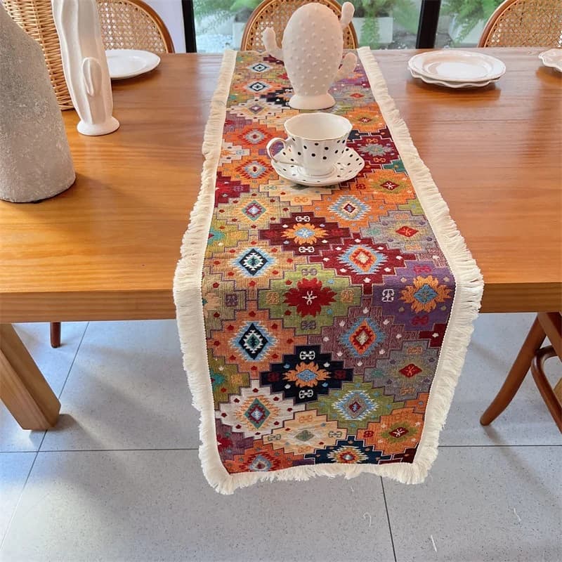 Vintage Cotton Blend Table Runner for Dining and Living Room Decor